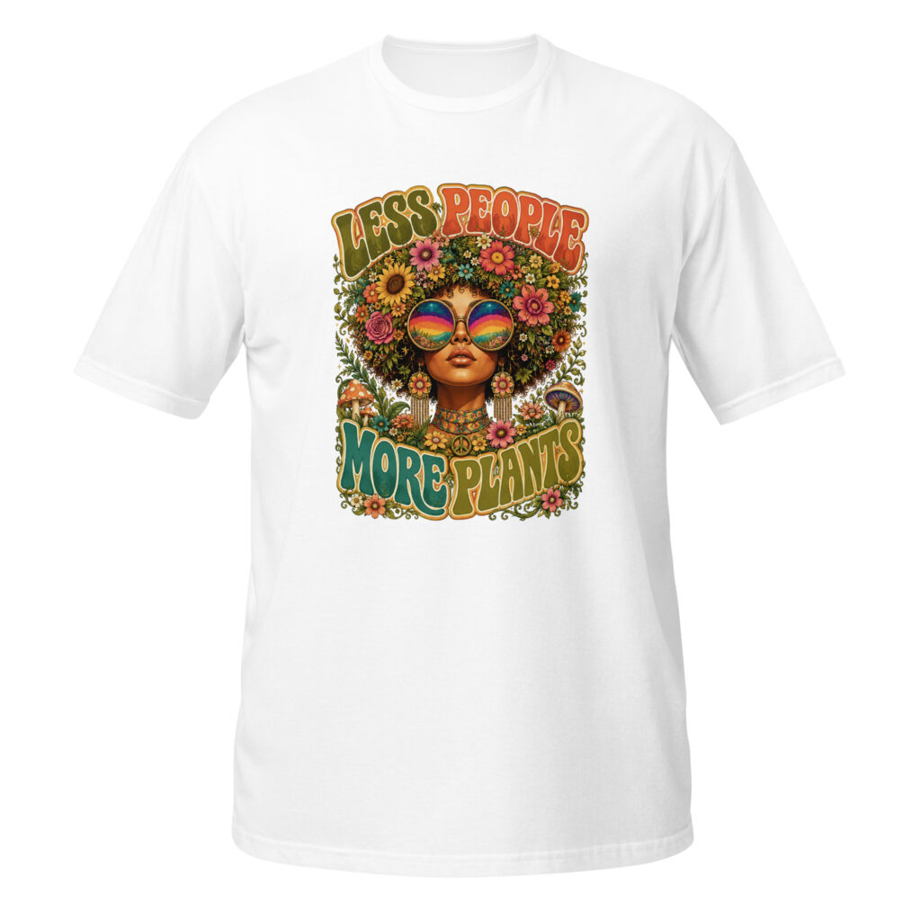 Less People More Plants T-Shirt | Retro 70s Psychedelic Plant Lover Tee